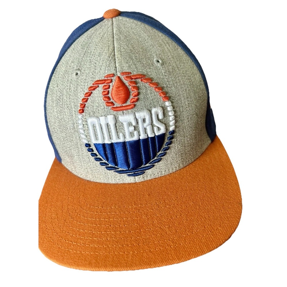 Edmonton Oilers Old Time Hockey NHL Hat Size L-XL‎ Flex Fit Blue Orange Gray